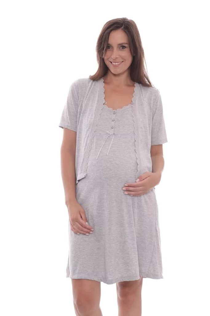 Camisón Maternal de Lactancia Con mañanita (Saquito) Puntilla - Consiguelo Aqui Uy
