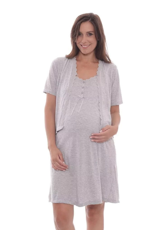 Camisón Maternal de Lactancia Con mañanita (Saquito) Puntilla - Consiguelo Aqui Uy