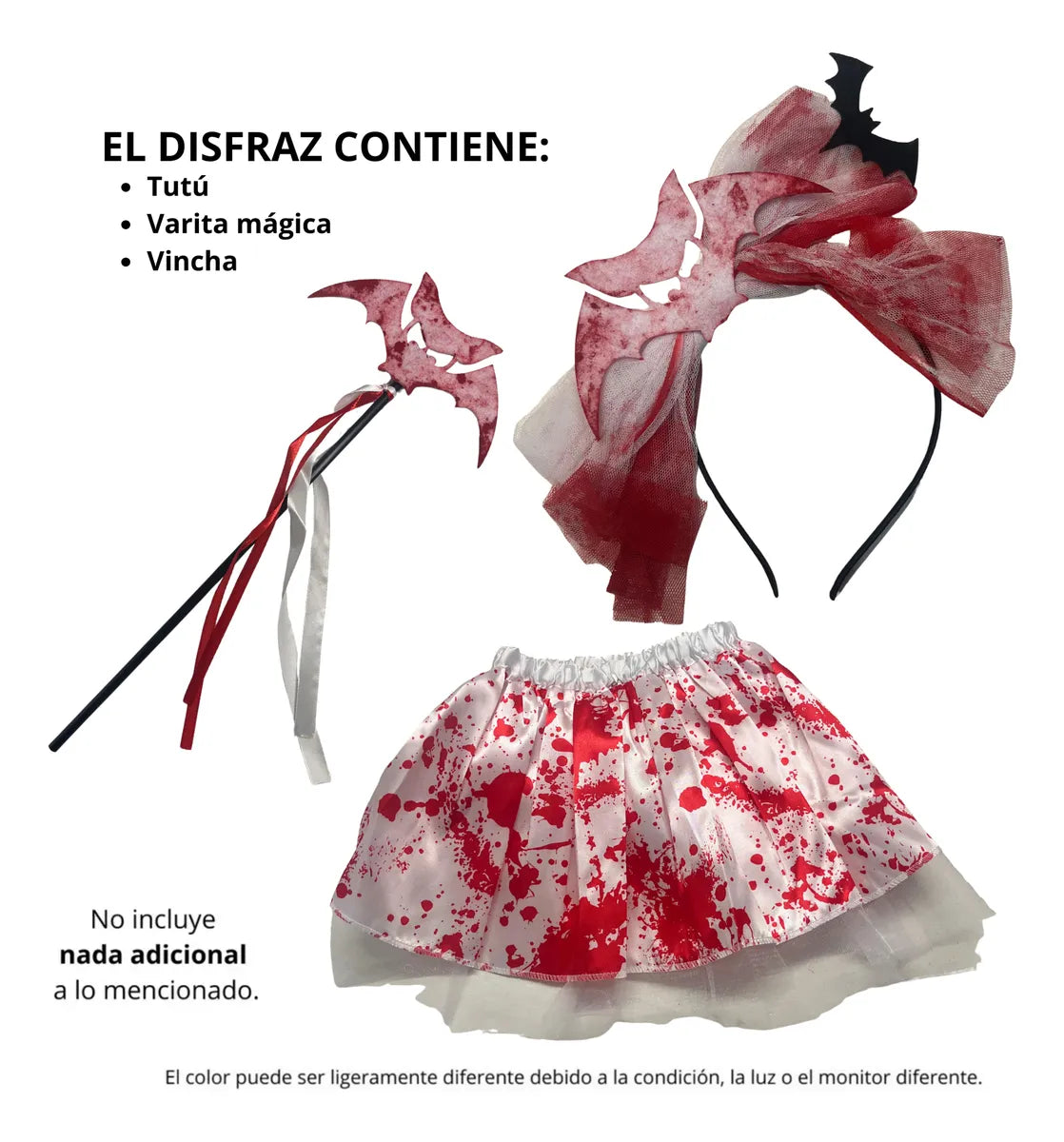 Disfraz de haloween para niñas vincha y pollera