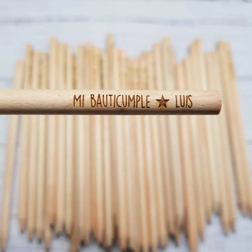 Lapiz Negro Madera Grabado Personalizado Logo Frase