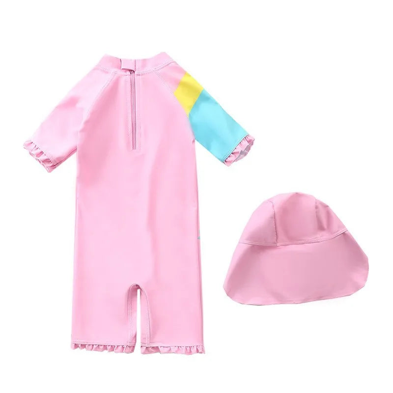 Malla Traje de Baño Unicornio para Bebes + Toalla Poncho