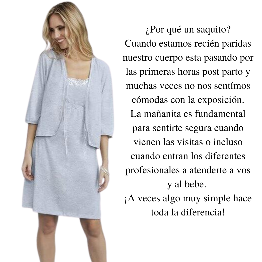 Camisón Maternal de Lactancia Con mañanita (Saquito) Puntilla - Consiguelo Aqui Uy