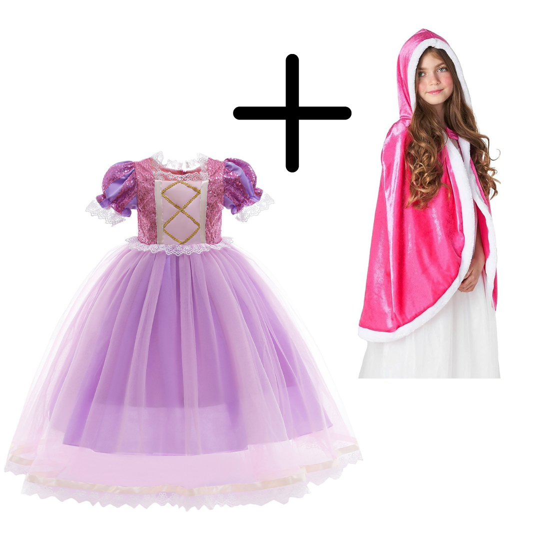 Disfraz Princesa Rapunzel con Capa Fucsia - Consiguelo Aqui Uy