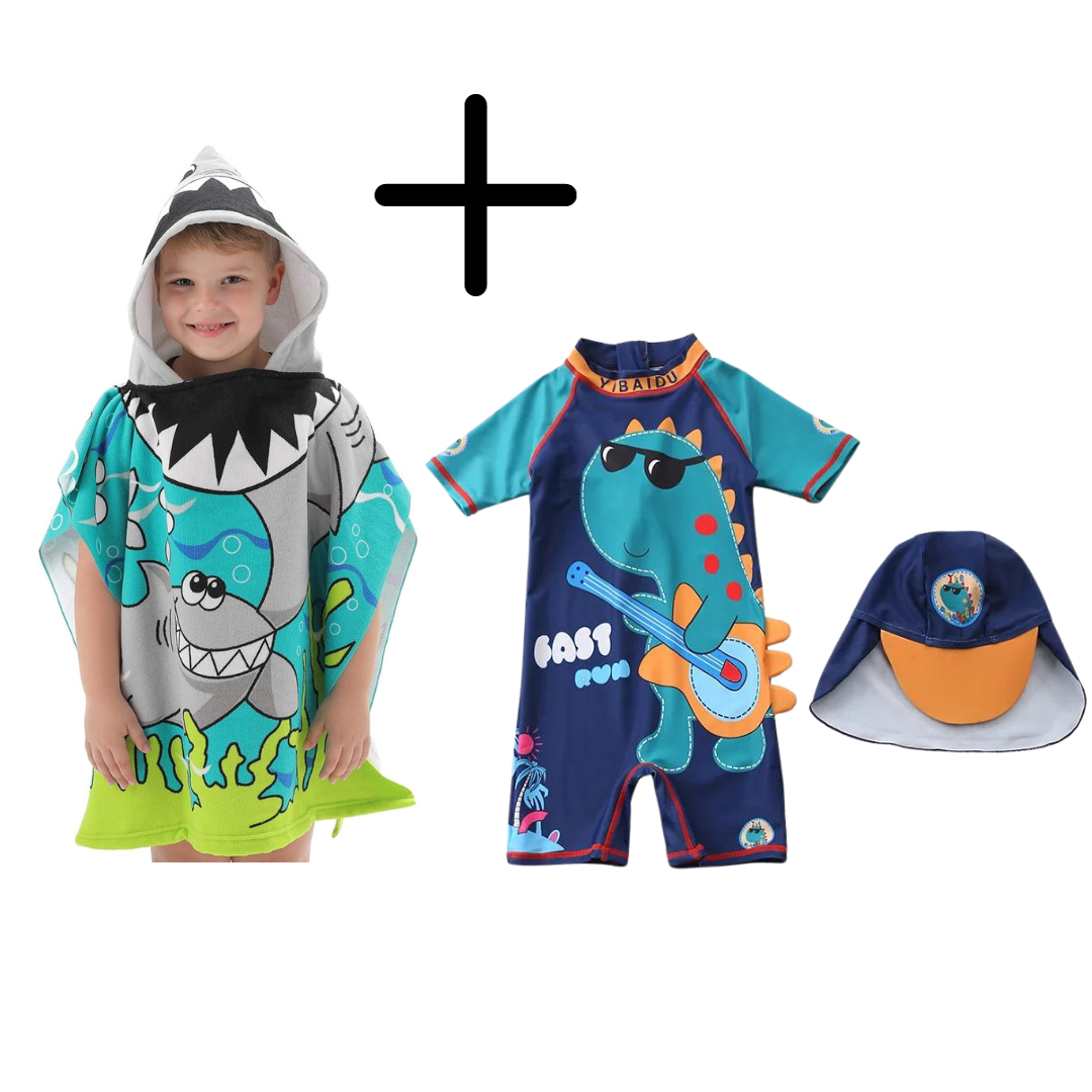 Malla Traje de Baño Unicornio para Bebes + Toalla Poncho