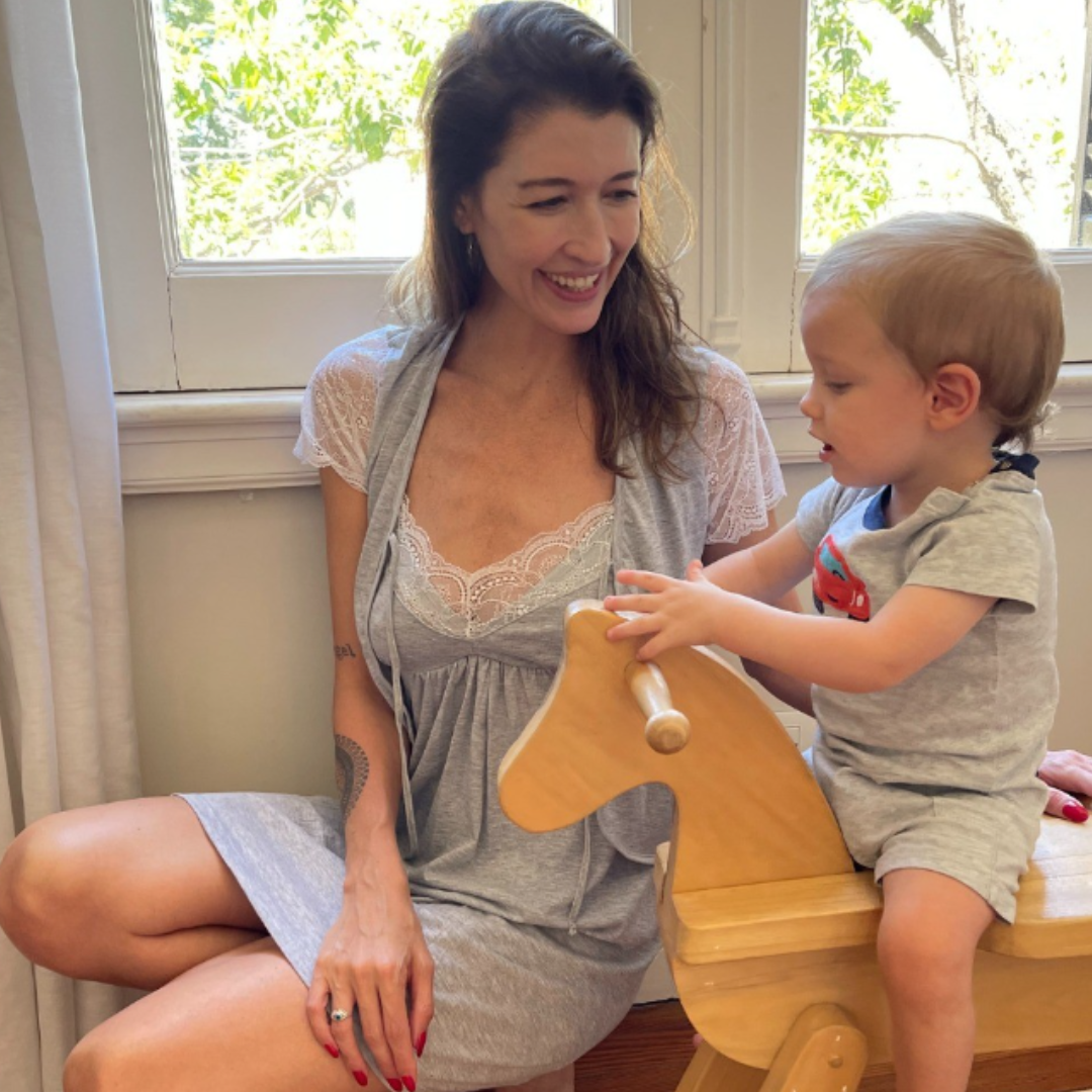 Camisón Maternal de Lactancia Con mañanita (Saquito) Puntilla- 61971 - Consiguelo Aqui Uy
