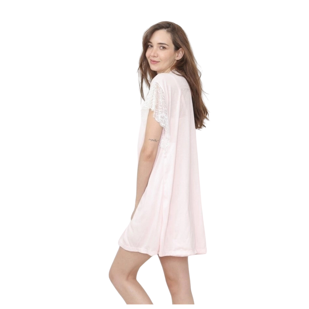 Camisón Maternal de Lactancia Con mañanita (Saquito) Puntilla- 11915