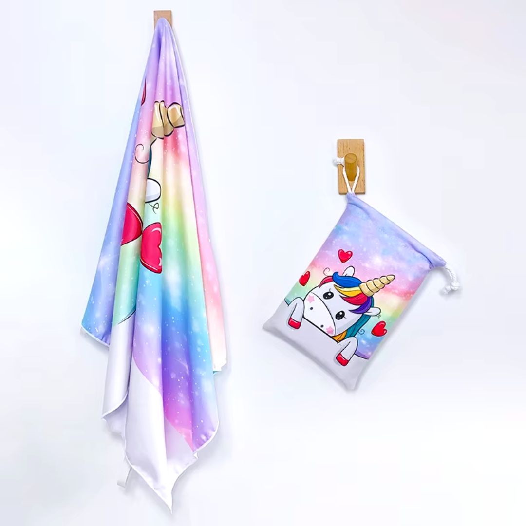 Toalla Toallón Infantil de Playa Microfibra con Estuche Unicornio