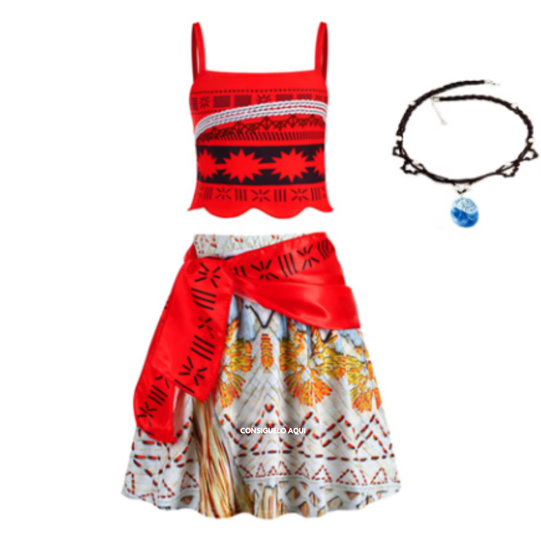 Disfraz de Moana para Niñas Cosplay con Collar