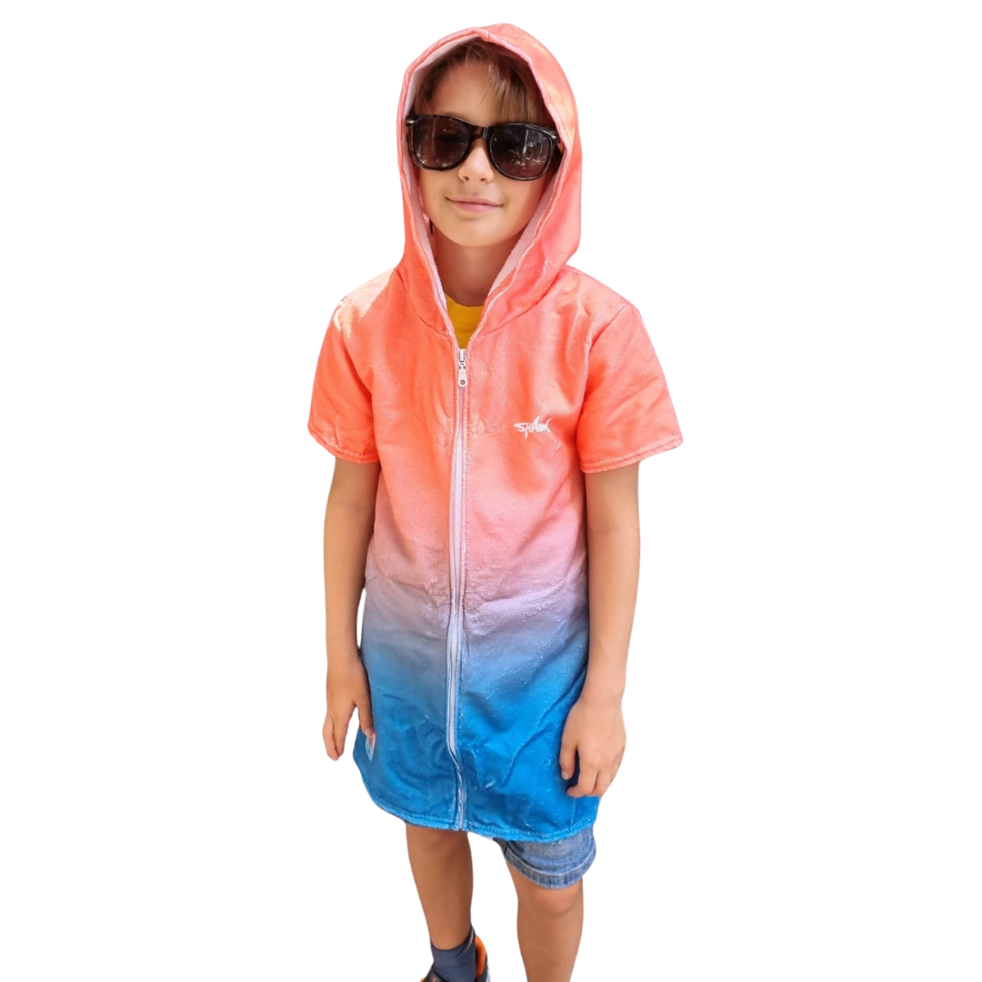 Poncho Toalla Toallón Infantil Microfibra Secado Rápido con Cierre y Capucha