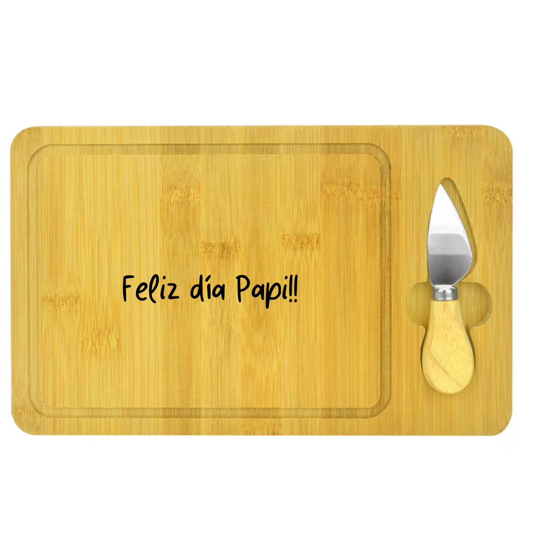 Tabla de Quesos y Picadas Grabada Personalizada con Cuchillo