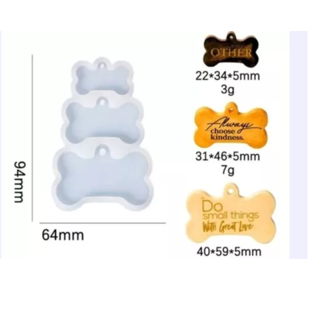 Molde Silicona para resina Chapas para perro 3 tamaños dj 596