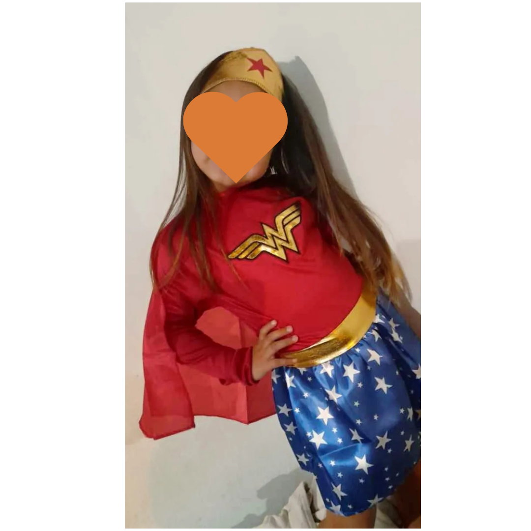 Disfraz de Mujer Maravilla con Vincha y Capa Niñas