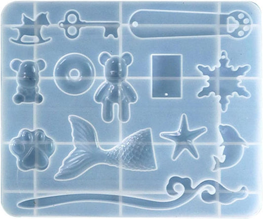 Molde Silicona Formas Varias DJ 1512 Oso, Sirena, Donut, Varita, Pata