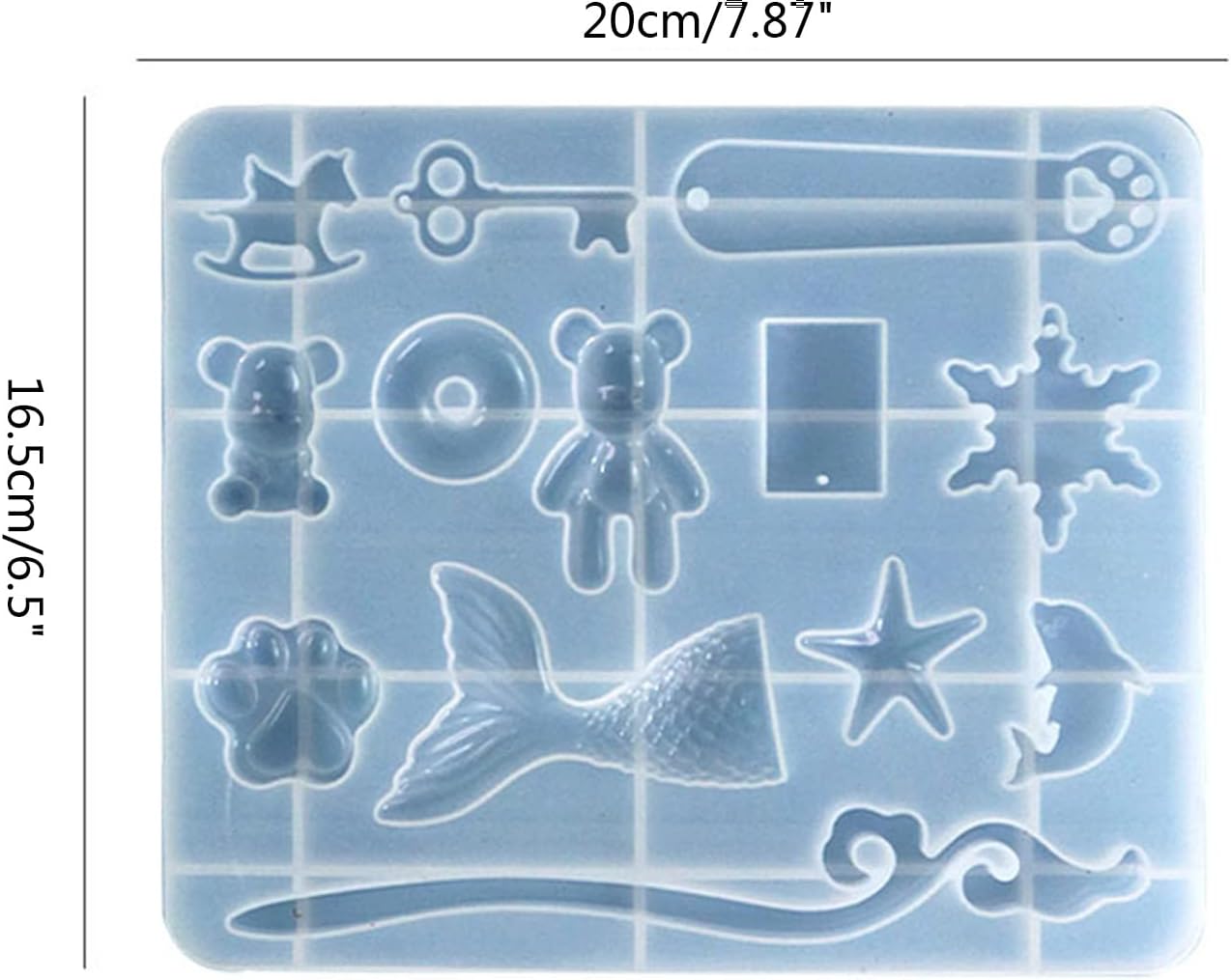 Molde Silicona Formas Varias DJ 1512 Oso, Sirena, Donut, Varita, Pata