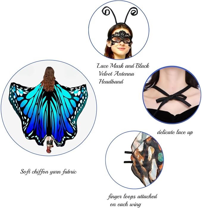 Disfraz Mariposa Mujer Adultos Vincha y Antifaz