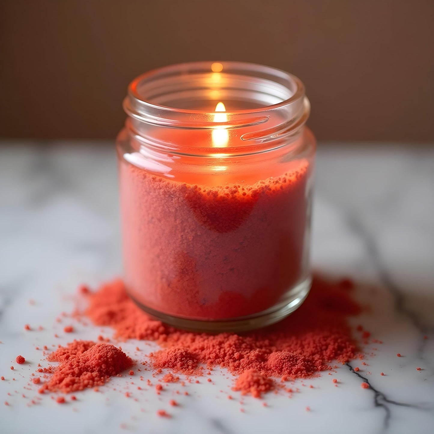 Vela Cera de Arena con Recipiente Caramelera Frasco