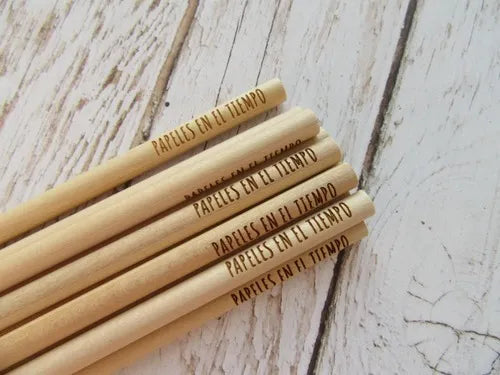 Lapiz Negro Madera Grabado Personalizado Logo Frase