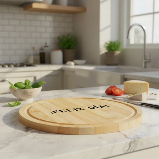 Tabla de Asaso Redonda 25cm Grabada Bamboo