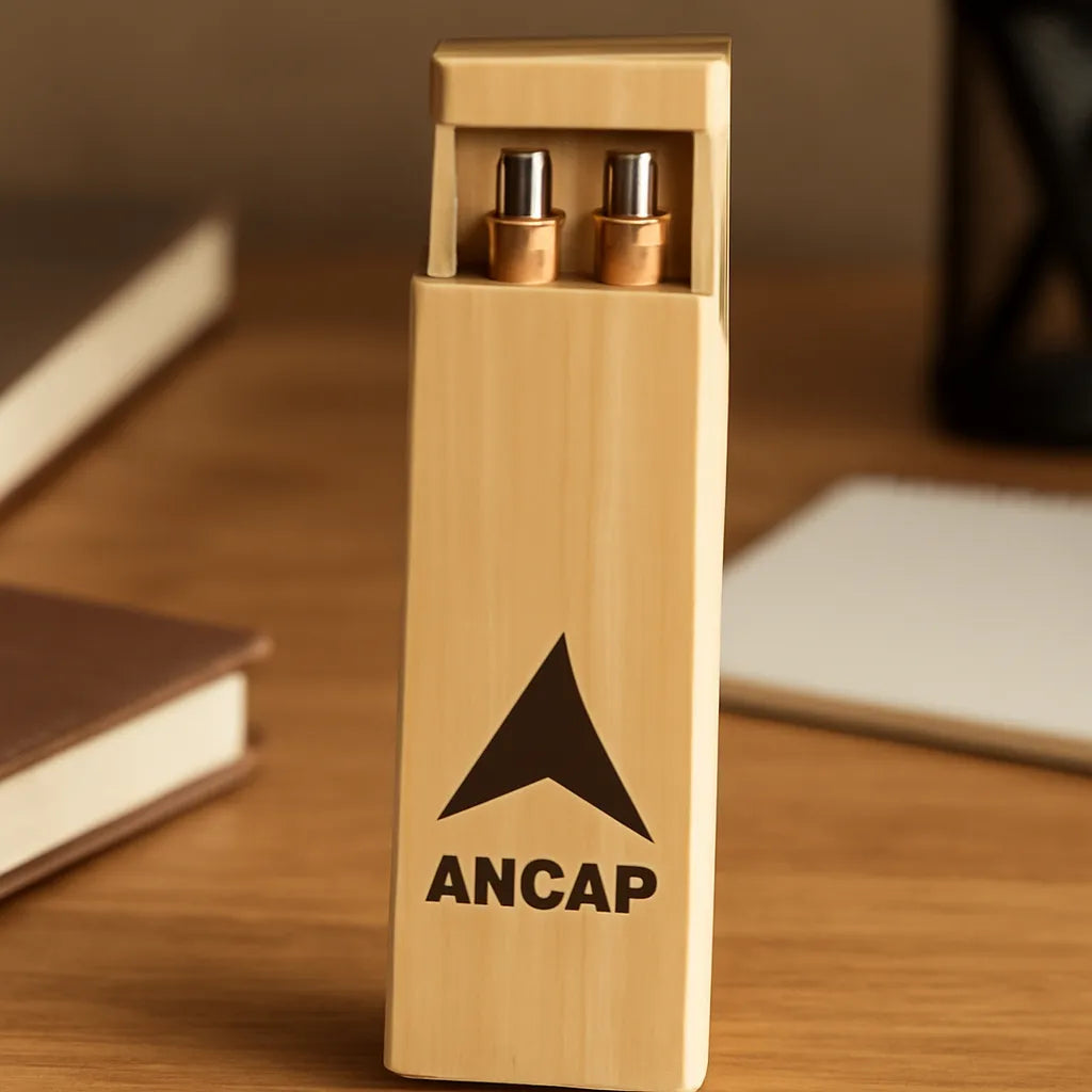 Set Lapicera y Lapiz de Mina Bamboo Personalizado Logo