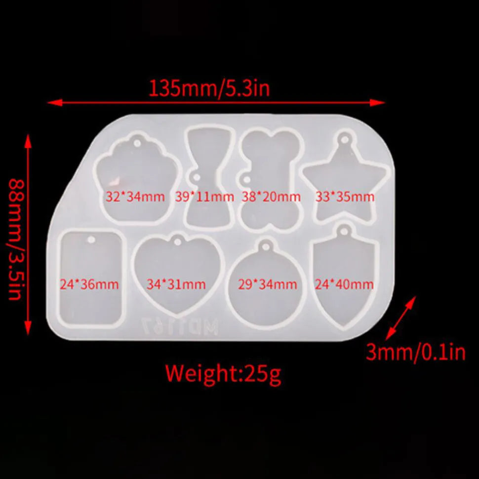 Molde Silicona para resina Chapas para perro Varios Tamaños DJ 1124