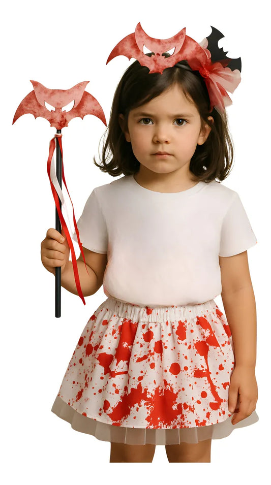 Disfraz de haloween para niñas vincha y pollera