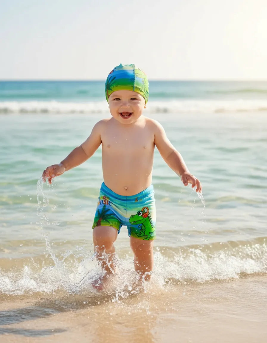 Malla Short Baño Bebe Niño Sunga con Gorra