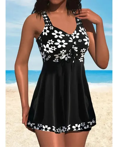 Malla Traje de Baño Dos Piezas tipo Vestido hasta 2XL