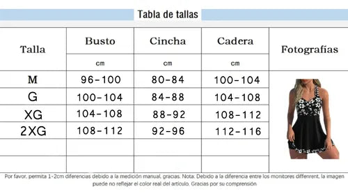 Malla Traje de Baño Dos Piezas tipo Vestido hasta 2XL