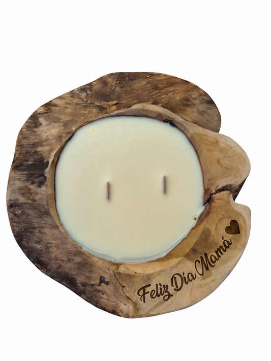 Velón Vela Madera Artesanal Regalo Cera de Coco