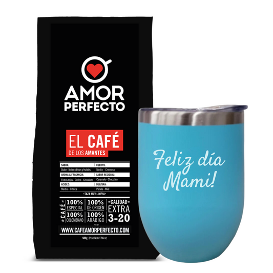 Dia de la Madre: Vaso de Térmico Personalizado Grabado + Cafe Amor 500grs