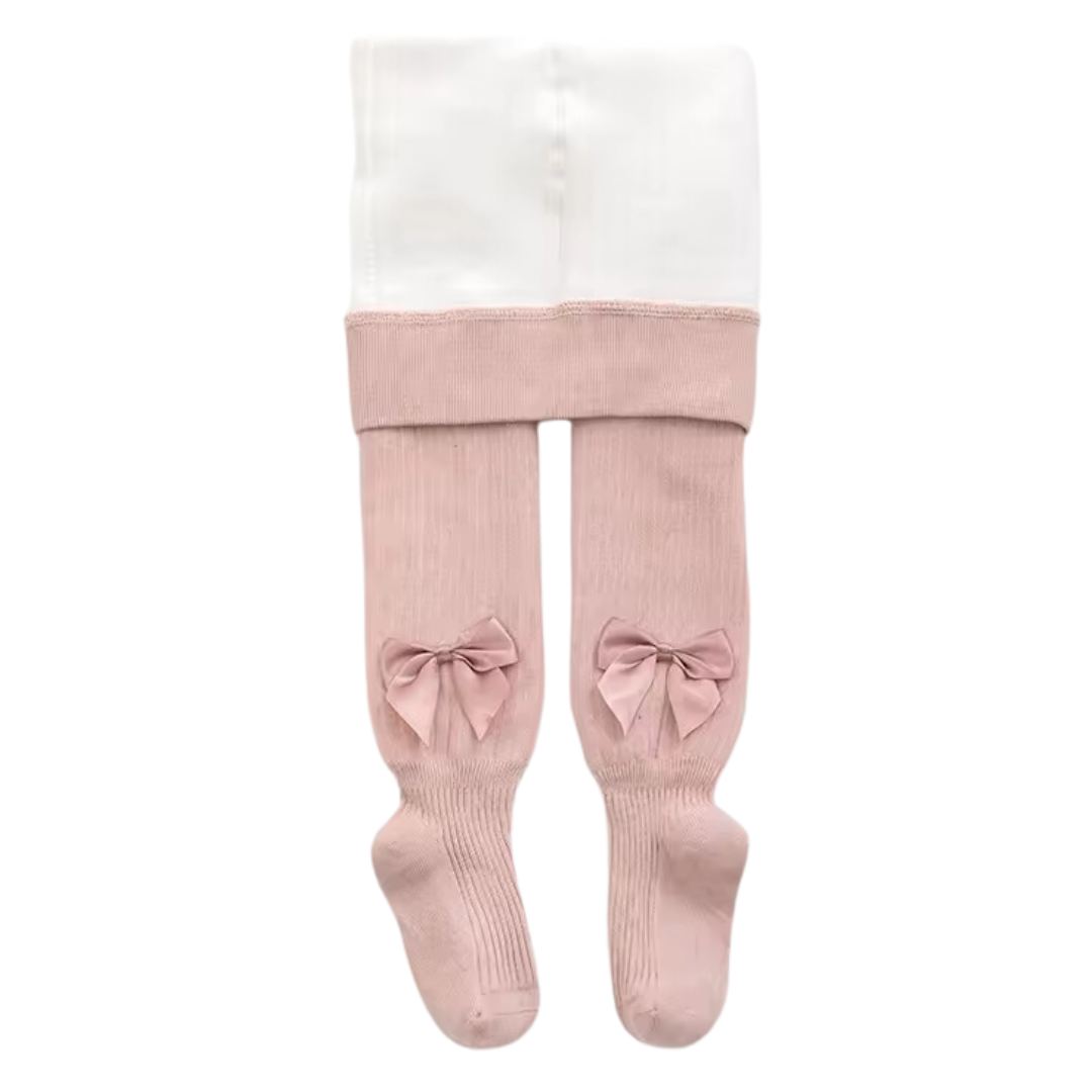 Medias térmicas con peluche para niñas con moño