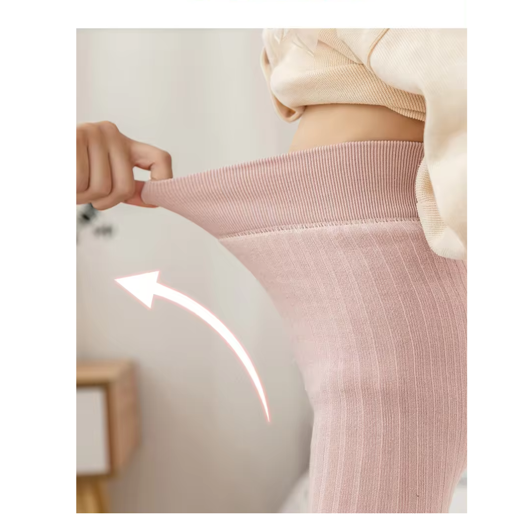 Medias térmicas con peluche para niñas con moño