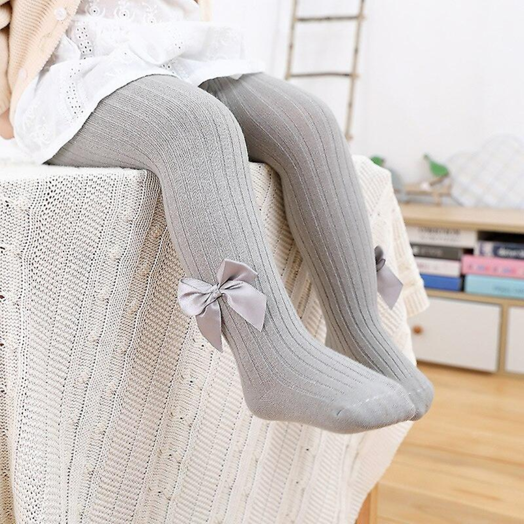Medias térmicas con peluche para niñas con moño