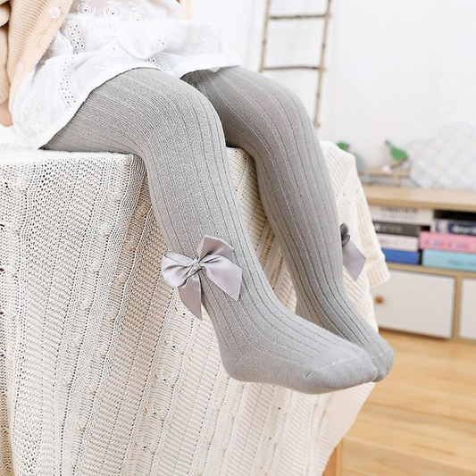 Medias térmicas con peluche para niñas con moño