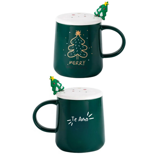 Taza Navidad Arbol Cuchara Regalo PERSONALIZADA