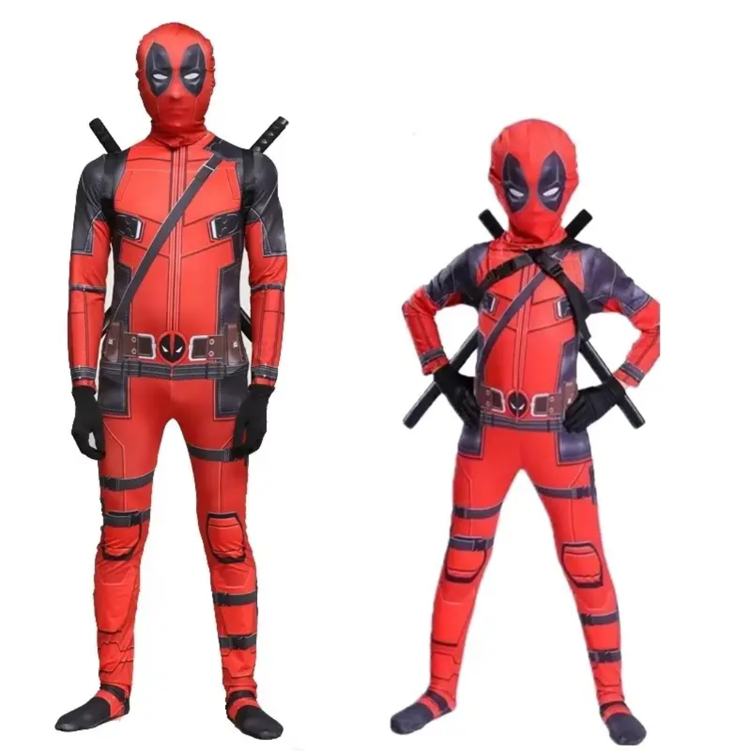 Disfraz Deadpool Cosplay Niños y Adultos Mameluco Completo