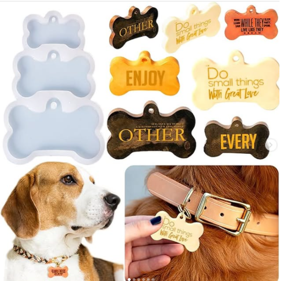 Molde Silicona para resina Chapas para perro 3 tamaños dj 596