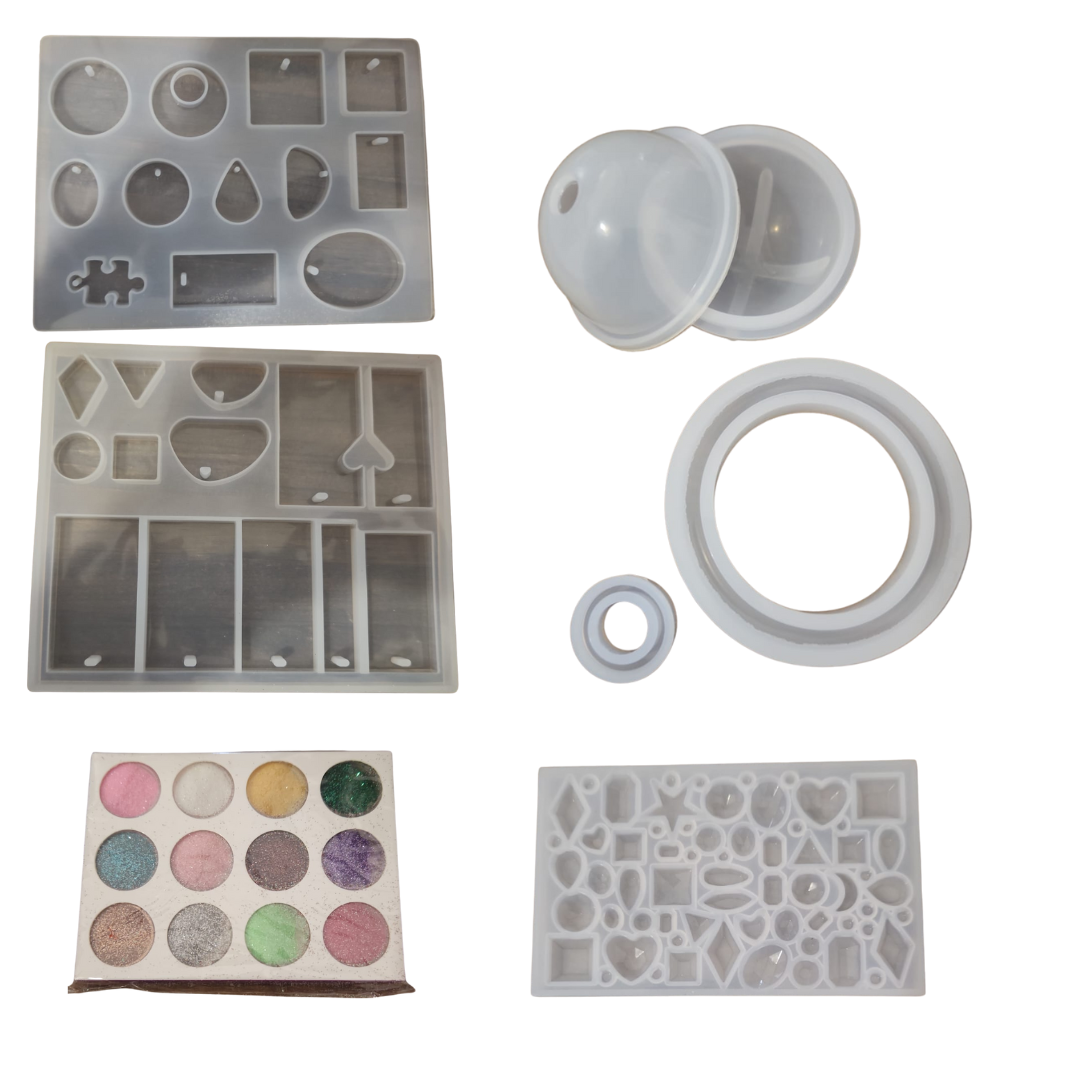 Kit Inicial de resina Epoxi: Resina 2kg, Moldes, Pigmentos y Accesorios para hacer llaveros y bijou de Resina (Copia)