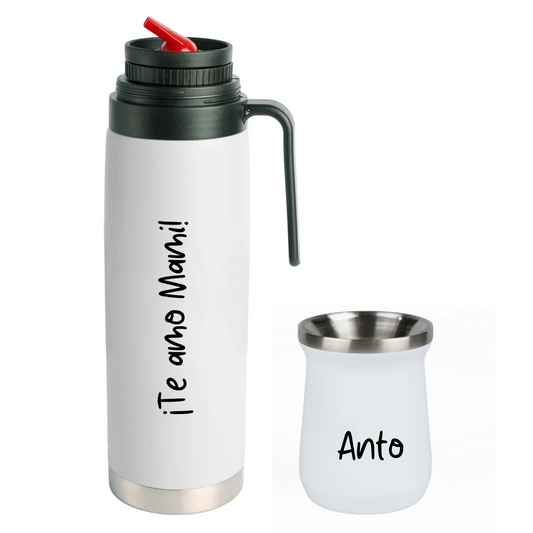 Termo + Mate Grabados a Juego Personalzado Nombre o Logo