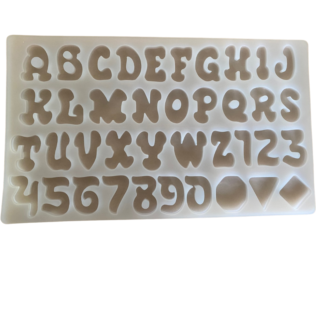 Molde Silicona Letras y Números Artesanias Llaveros