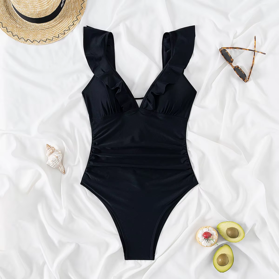 Malla Enteriza Traje Baño Mujer Volados Control Abdomen