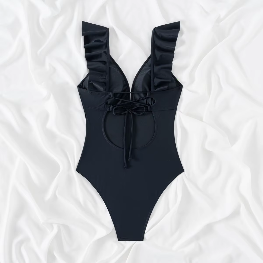 Malla Enteriza Traje Baño Mujer Volados Control Abdomen