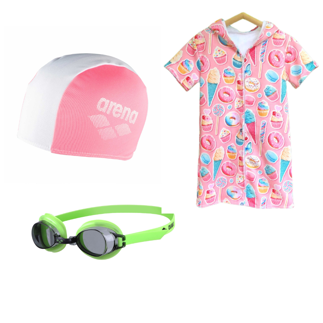 Combo Natación Piscina Lentes Gorra Toalla y Bolso