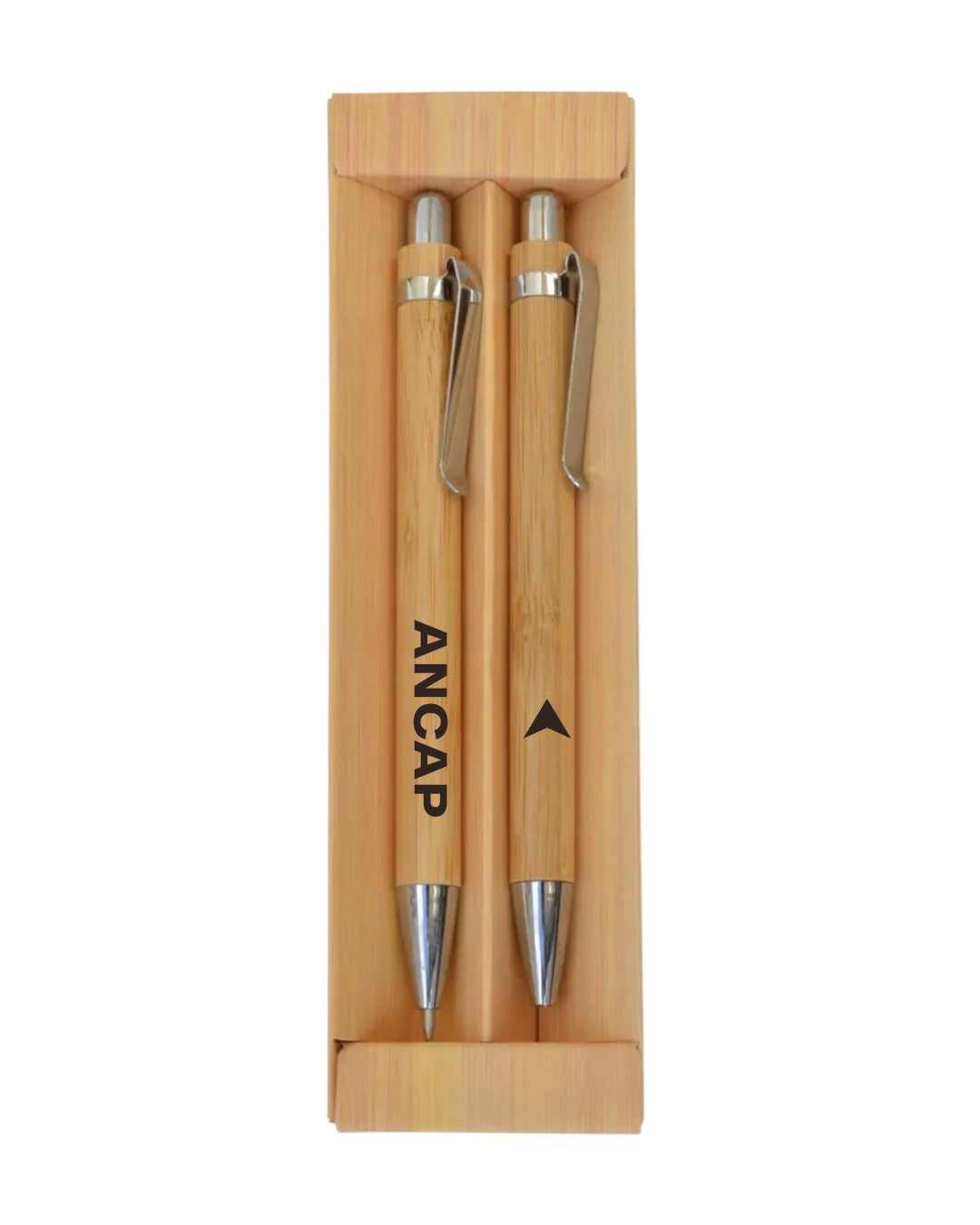Set Lapicera y Lapiz de Mina Bamboo Personalizado Logo