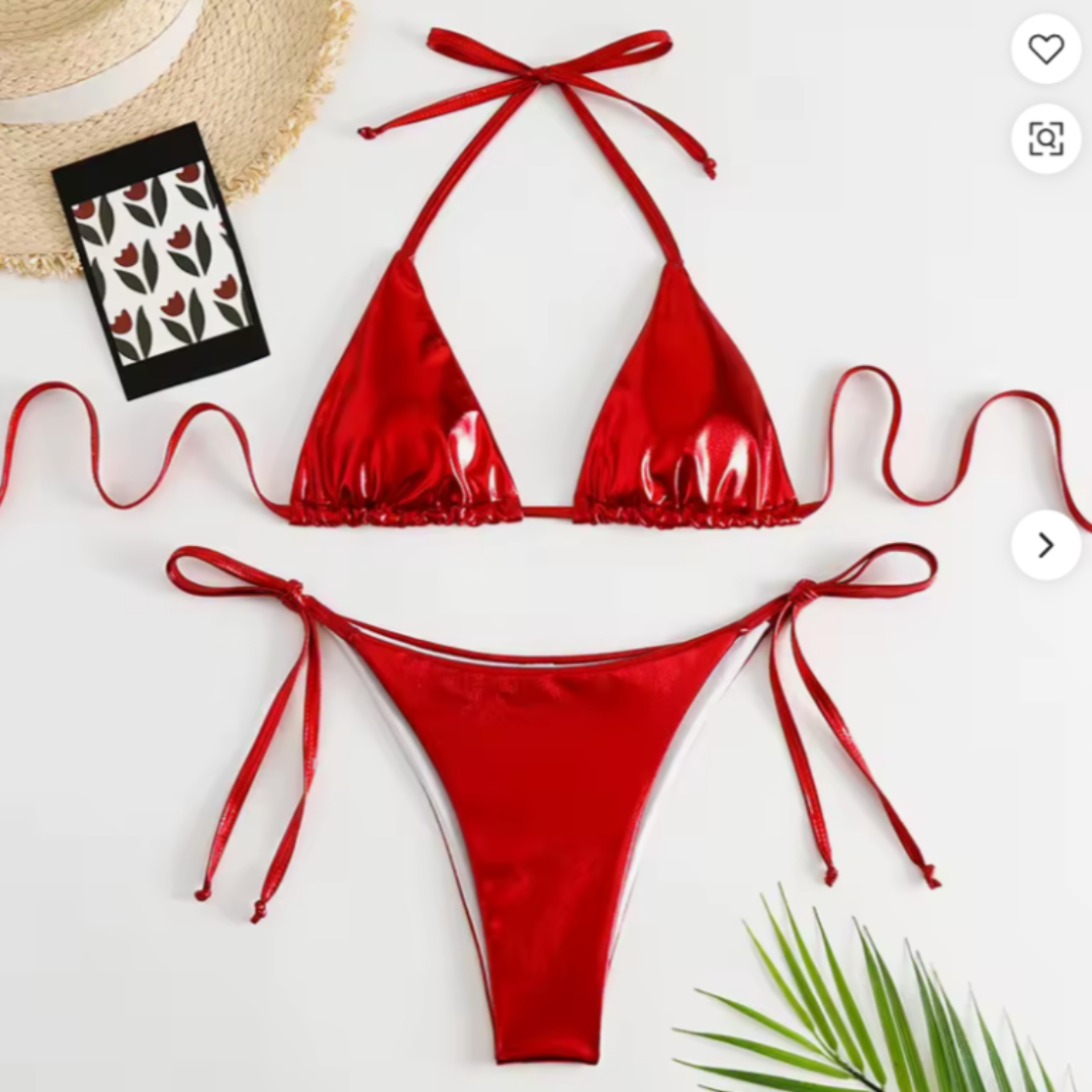 Bikini Triangulo Tazas removibles mujer semi colaless regulable sexy