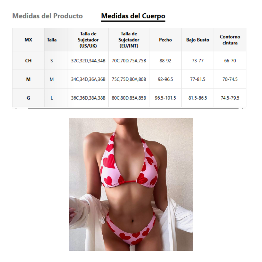Bikini Traje de Baño Malla Mujer Dama Corazones