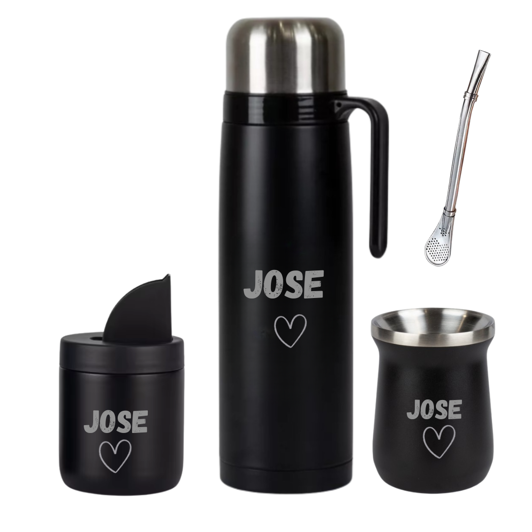 Termo + Mate + yerbera Grabados a Juego Personalzado Nombre o Logo