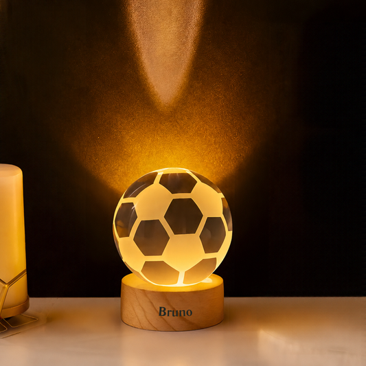 Lámpara Velador Bola Cristal Grabado Personalizado 6cm