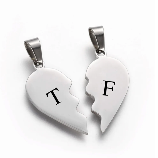 Dije Acero Grabado Personalizado Corazón Partido