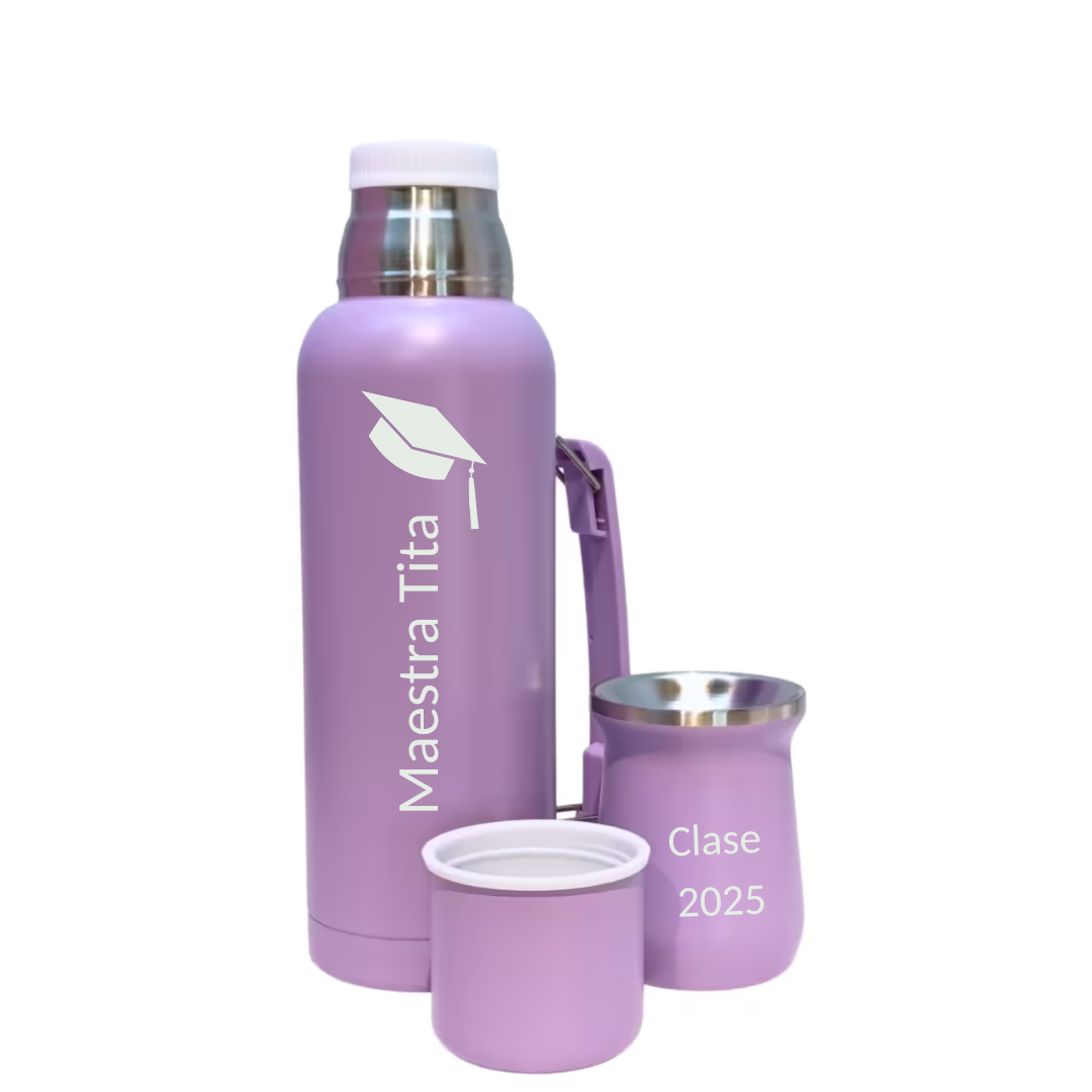 Termo + Mate Grabados a Juego Personalzado Nombre o Logo